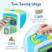 Piggy Bank for Boys & Girls, Electronic Money Box, Automatic Paper Money Scroll ATM Money Bank, Cash Coin Can with Password & Simulated Face Recognition, Great Treat for Kids (Blue)